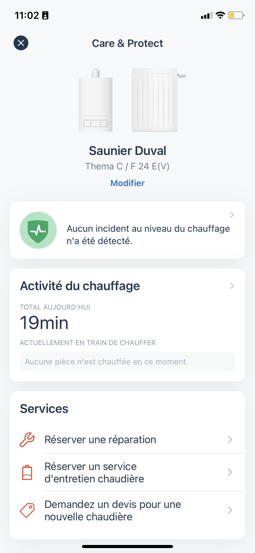 Détection de panne sur ma chaudière dans l'application Tado°